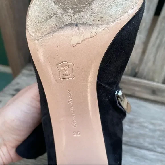 GIANVITO ROSSI Piper 85 Suede Black size 36
